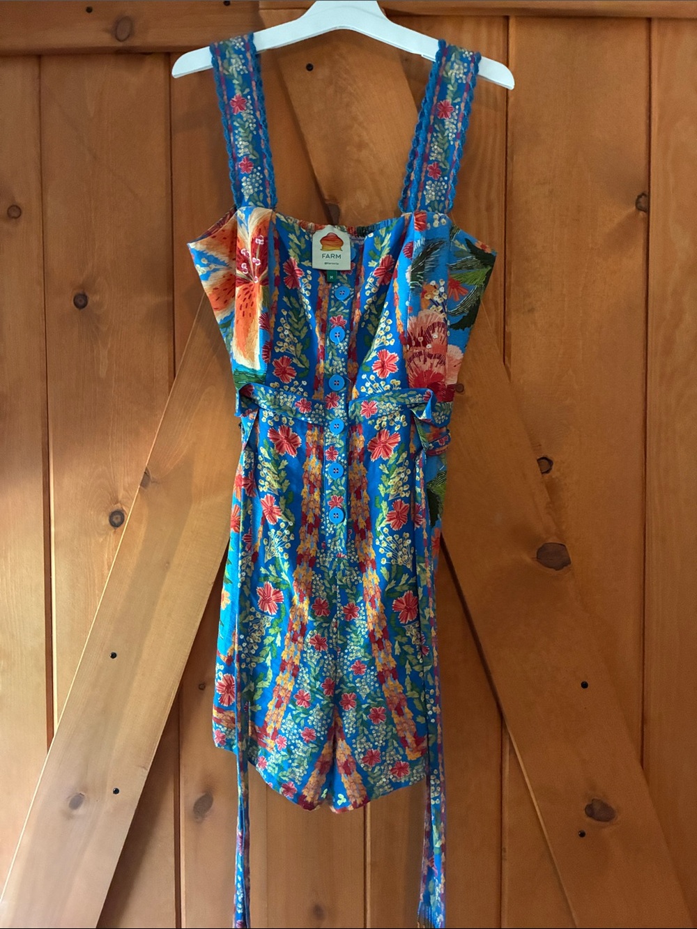 Farm Rio Women’s Blue Floral Romper